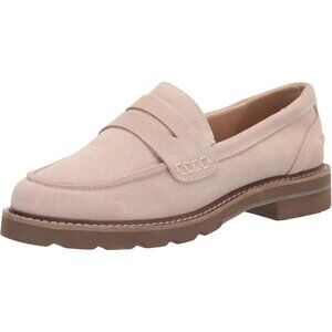 Anne Klein Womens Beige Rubber Low Chunky Heel Rounded Toe Emmylou Loafer Flat